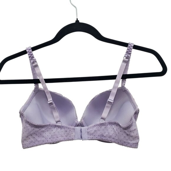 Affinitas Intimates Lilac Purple Embroidered Lace Ruffle Strap Push Up Demi 36B - Picture 5 of 5